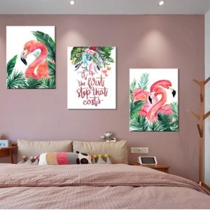 3pc Flamingo Wall Decor Brand New In Box